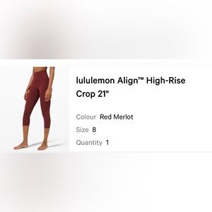 Lululemon Align 21” Size 8